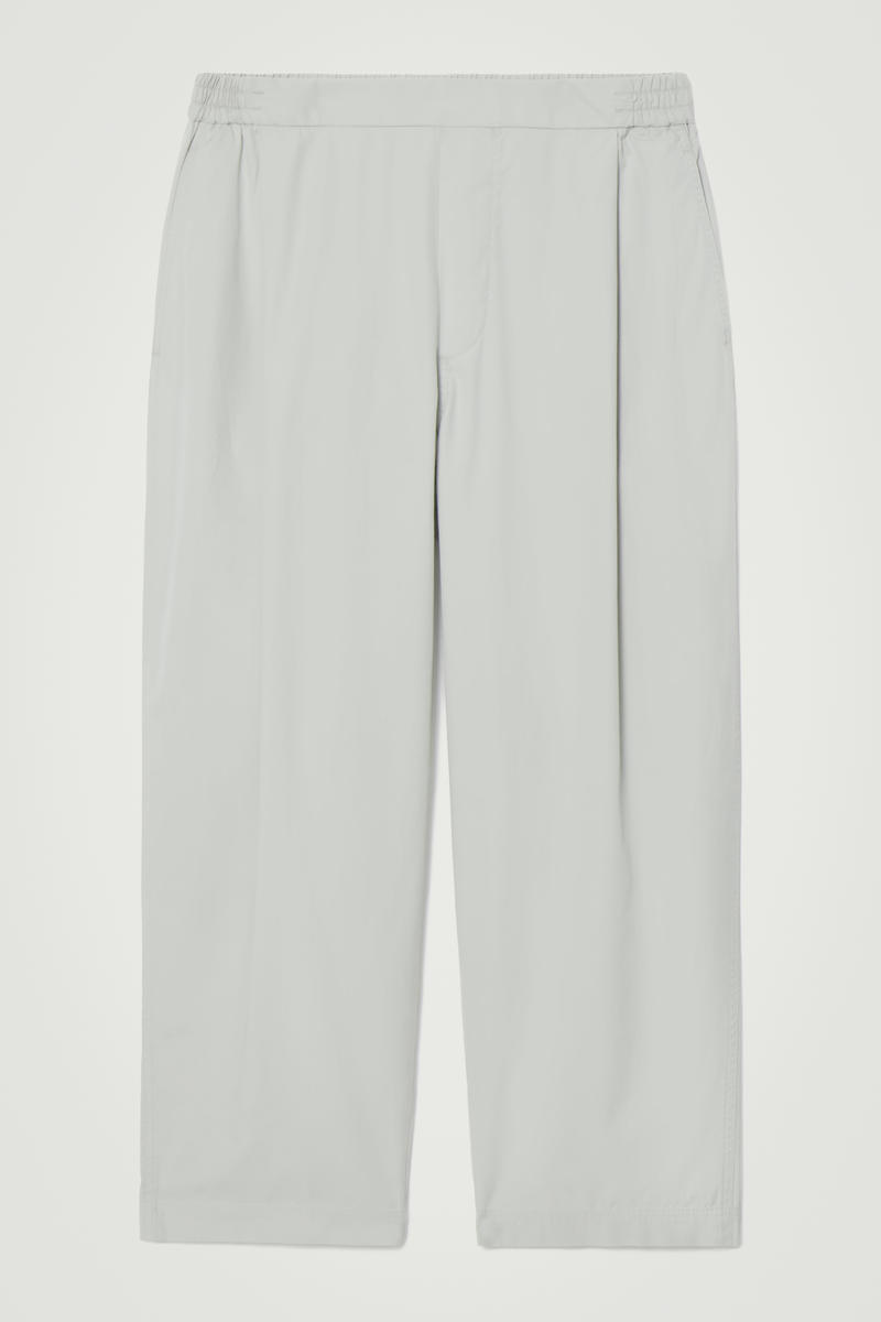 Wide-Leg Elasticated Trousers in Grey