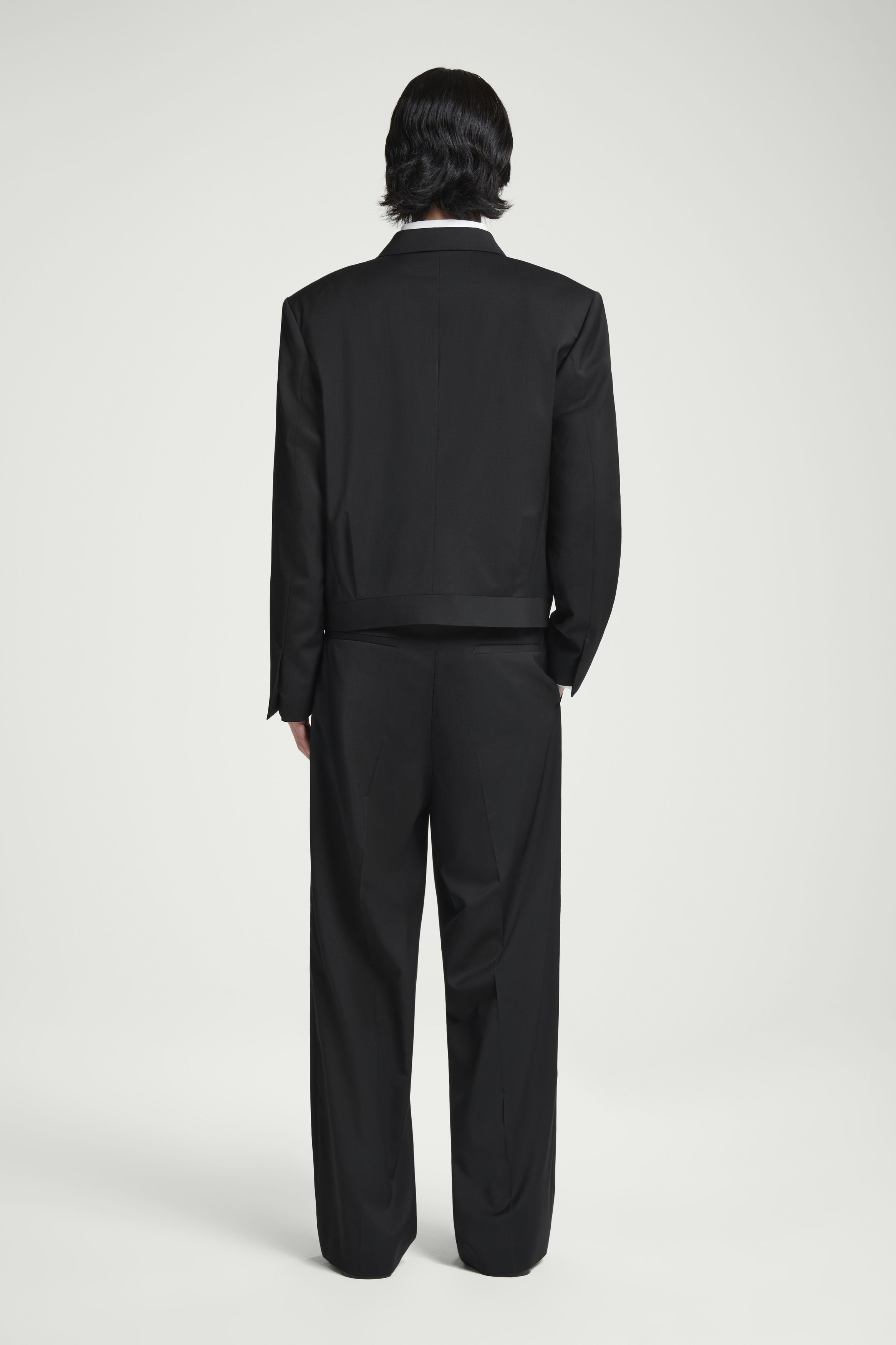 TAILORED WOOL WIDE-LEG PANTS - BLACK | COS