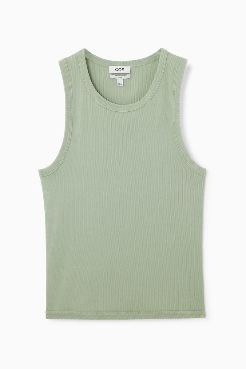 Slim-Fit Acid-Wash Tank Top in Green