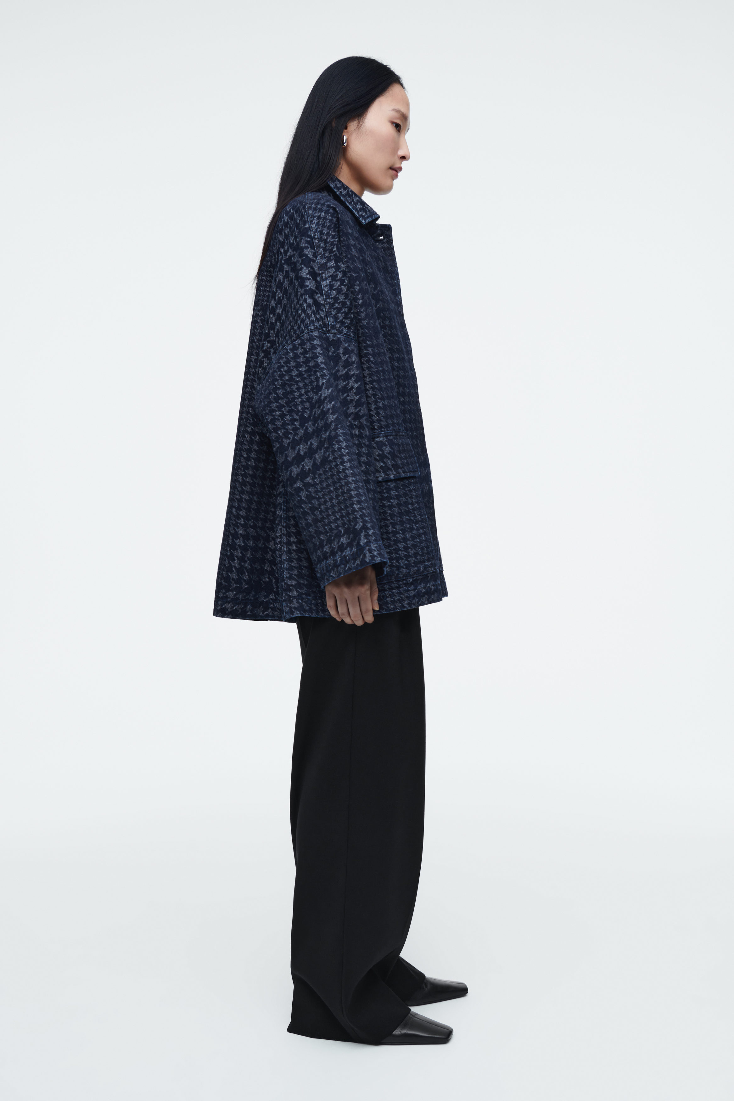 HOUNDSTOOTH-JACQUARD DENIM JACKET