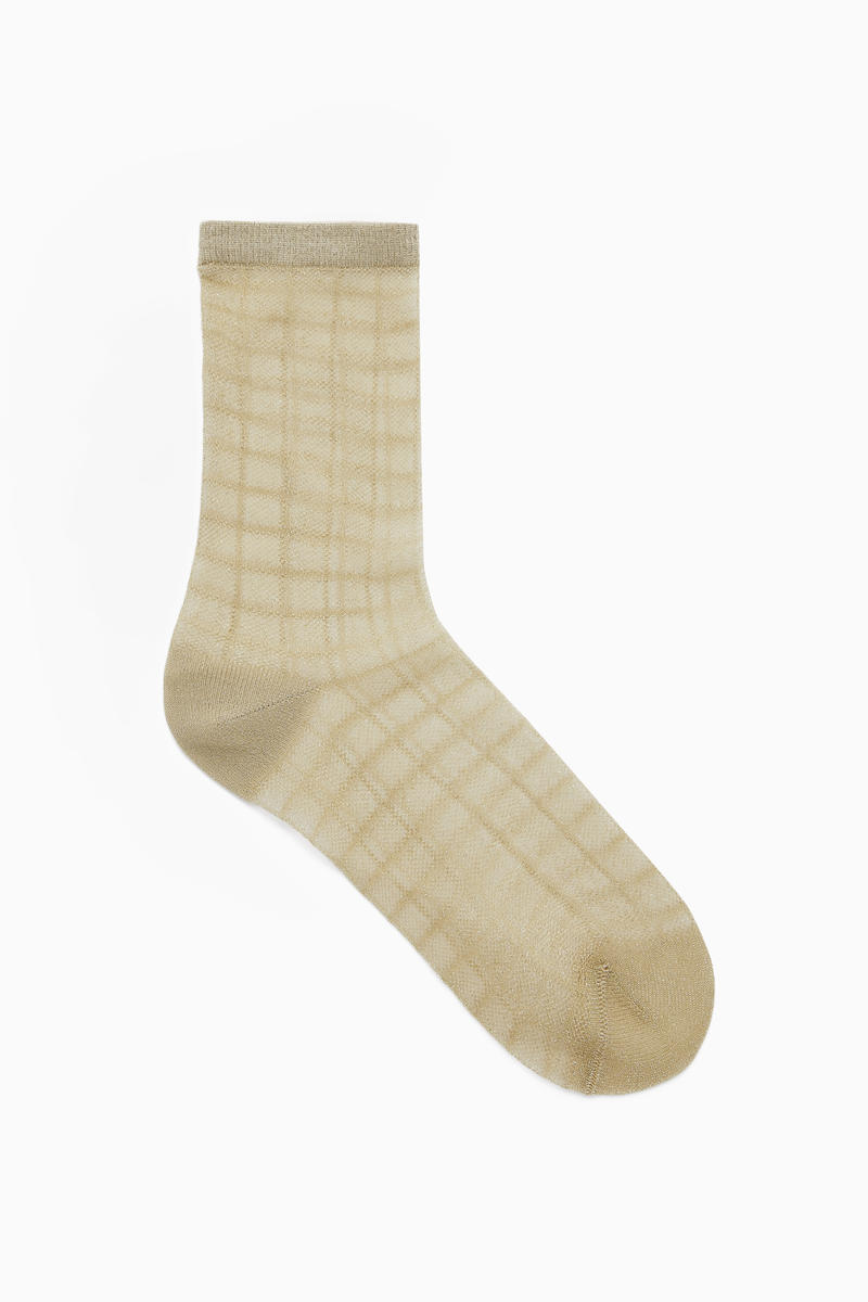 Sheer Checked Ankle Socks