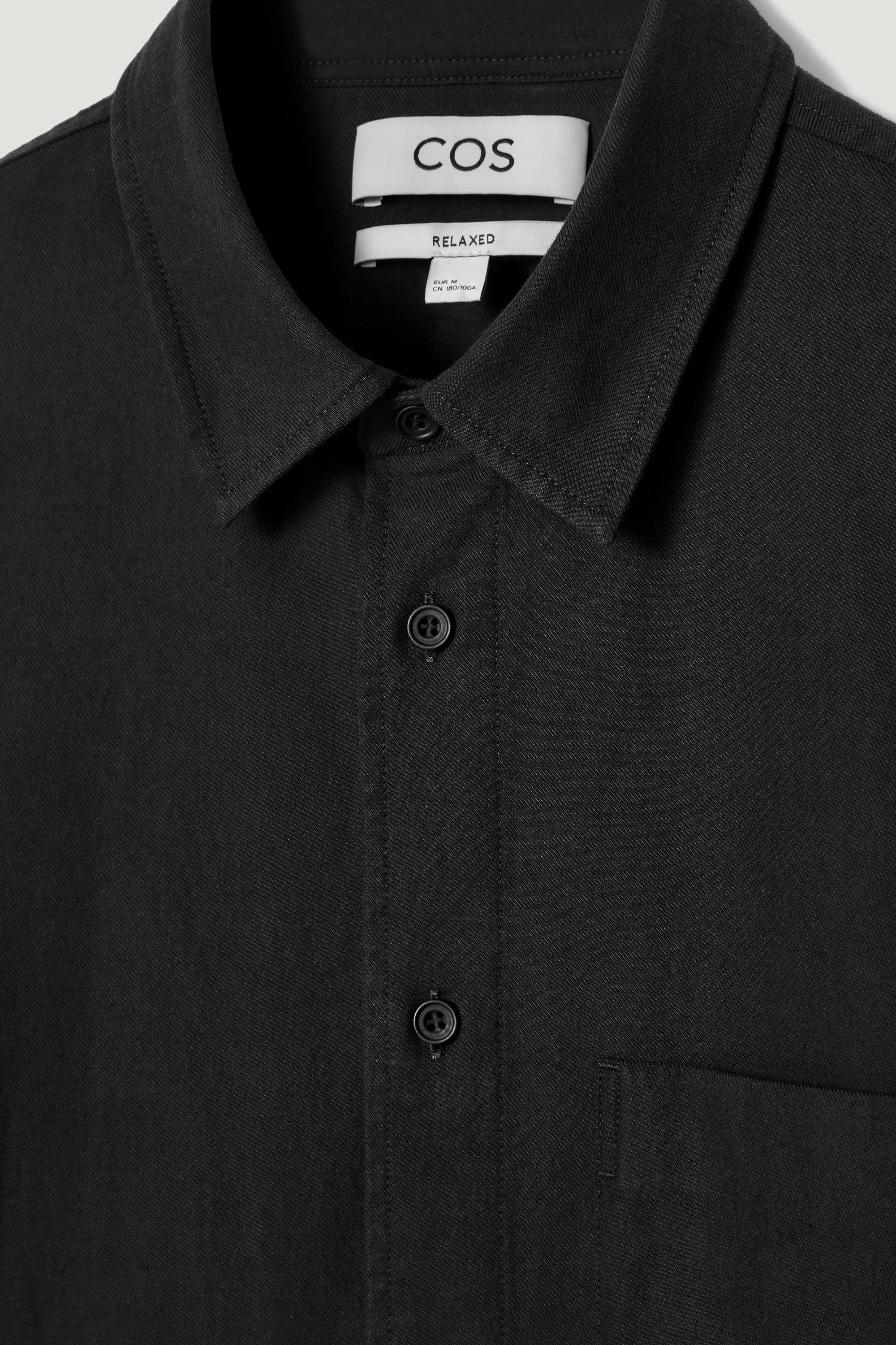 RELAXED BRUSHED COTTON-BLEND SHIRT - BLACK