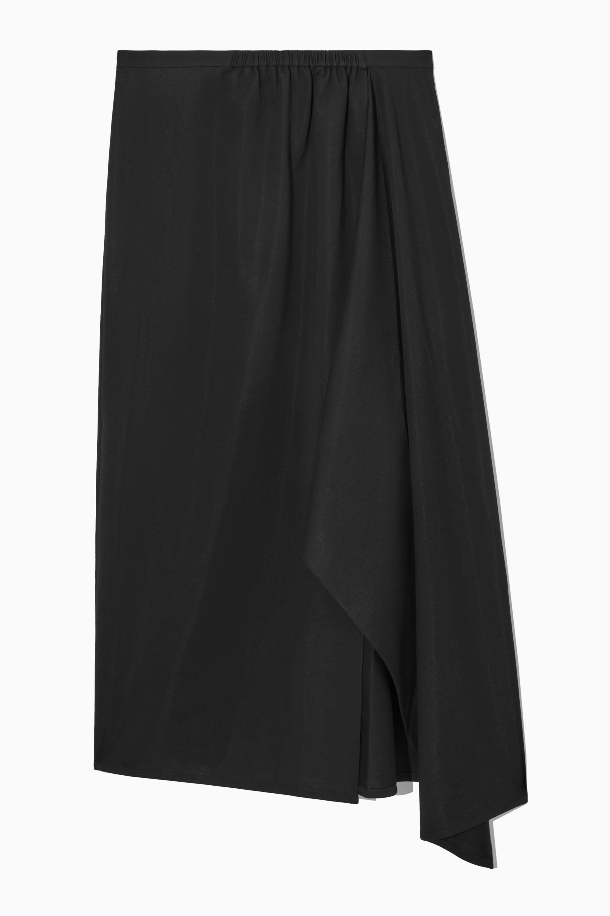 ASYMMETRIC MIDI WRAP SKIRT - BLACK | COS ASYMMETRIC MIDI WRAP SKIRT - BLACK | COS