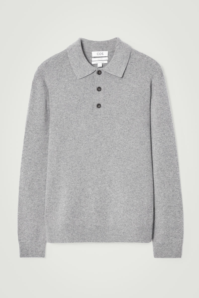 Pure Cashmere Polo Shirt in Grey