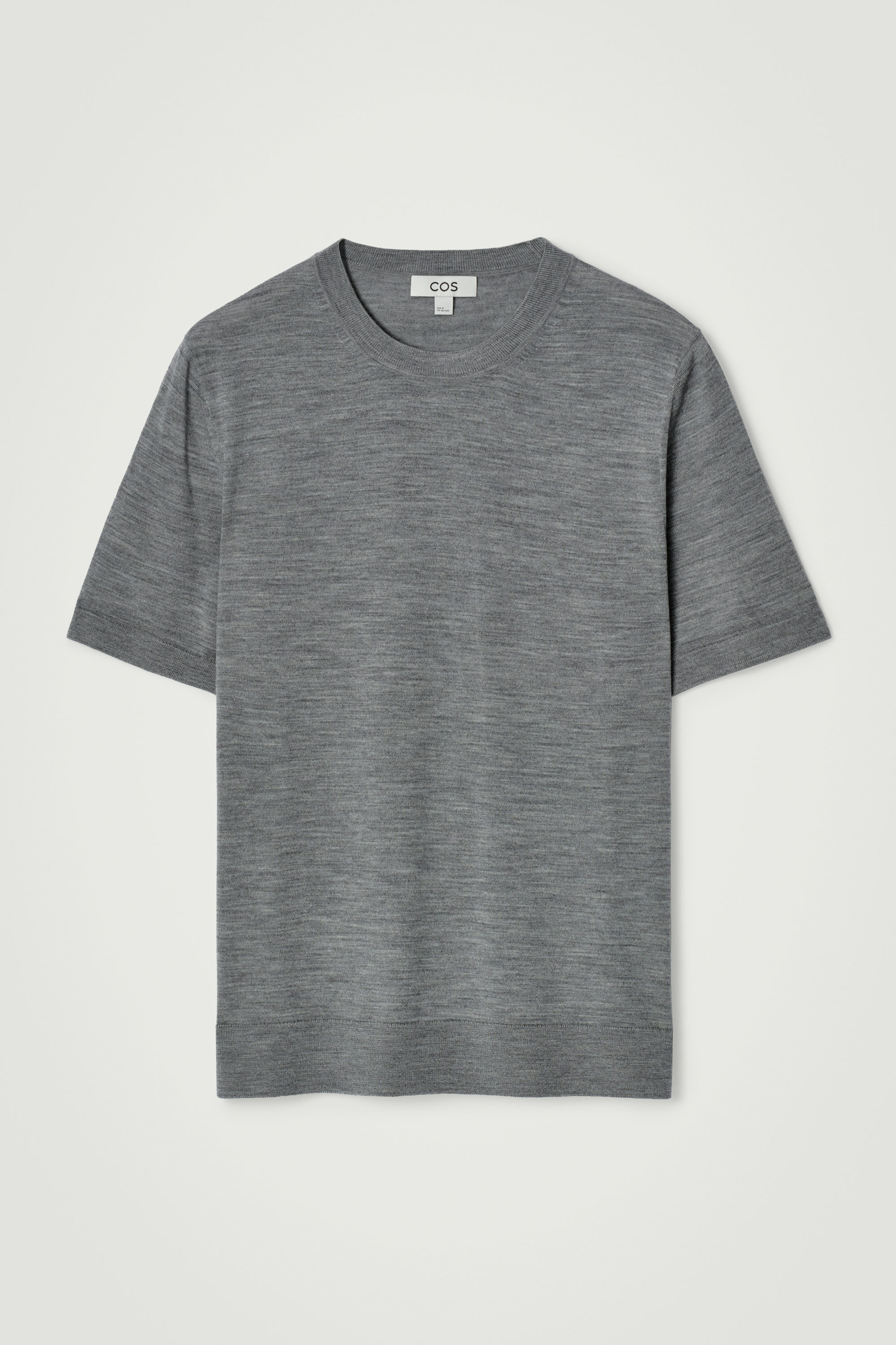 SLIM-FIT MERINO WOOL KNITTED T-SHIRT - GREY MÉLANGE | COS