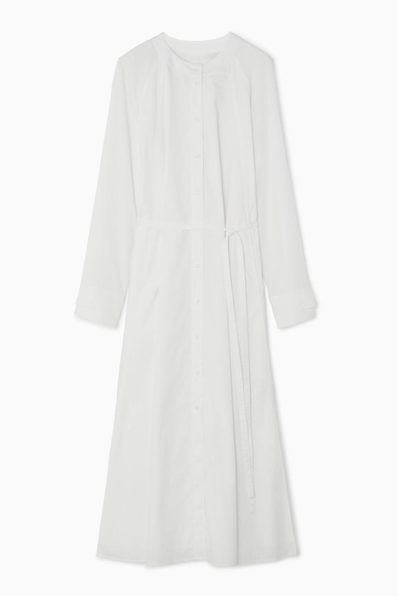 Collarless Maxi Shirt Dress