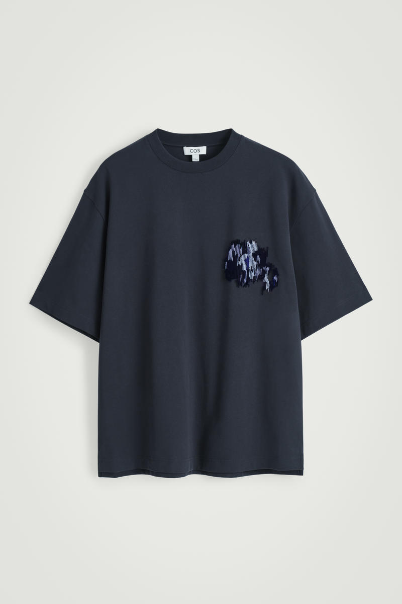 Embroidered-Patch Heavyweight T-Shirt in Navy