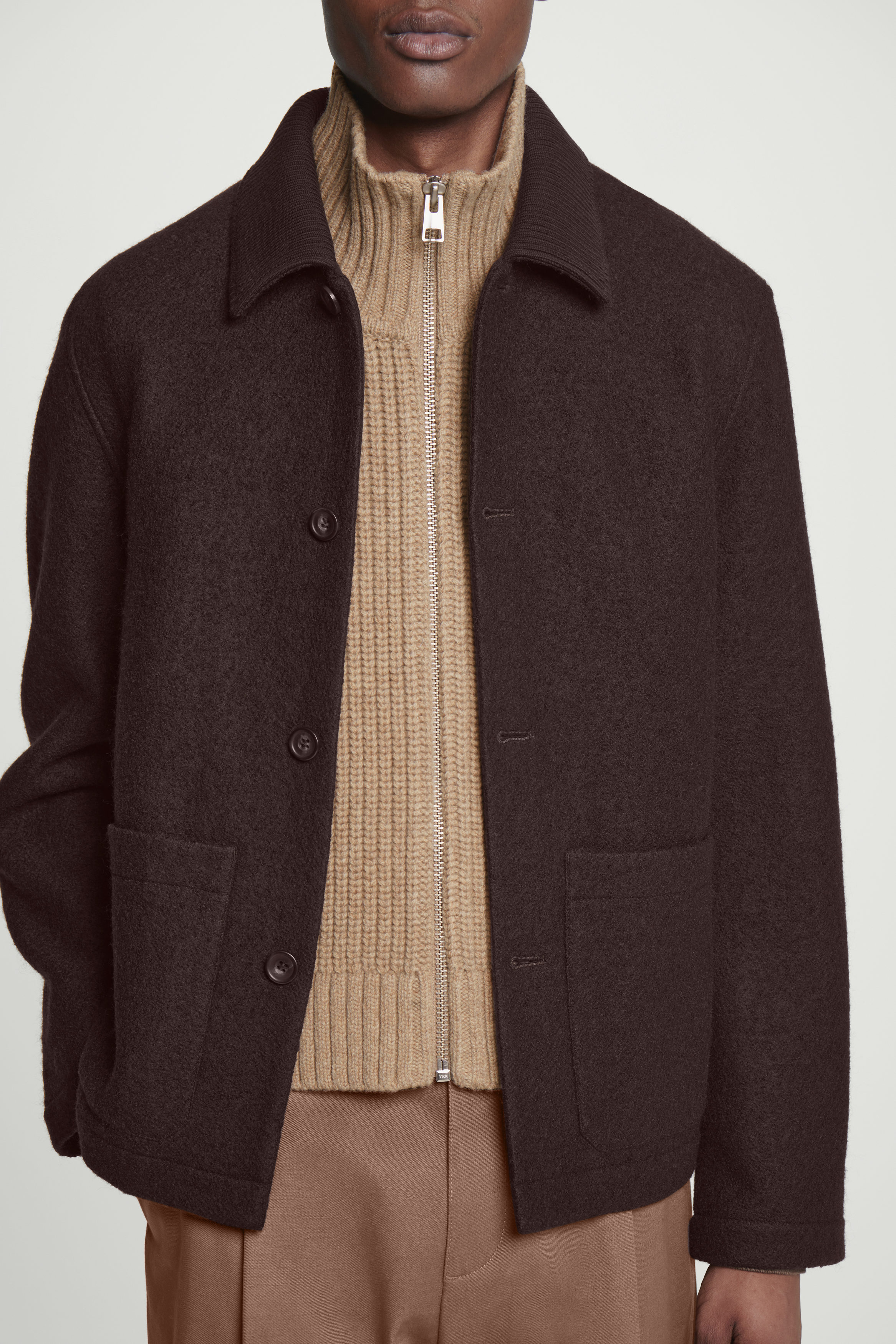 OPEN-SIDE ZIP-UP WOOL VEST - BEIGE OPEN-SIDE ZIP-UP WOOL VEST - BEIGE