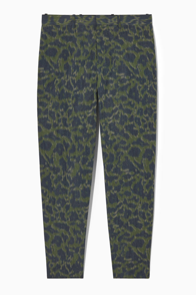 Animal-Jacquard Trousers - Straight in Green