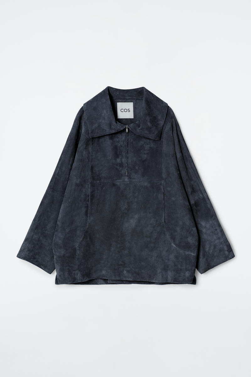 COS SUEDE HALF-ZIP BLOUSON JACKET