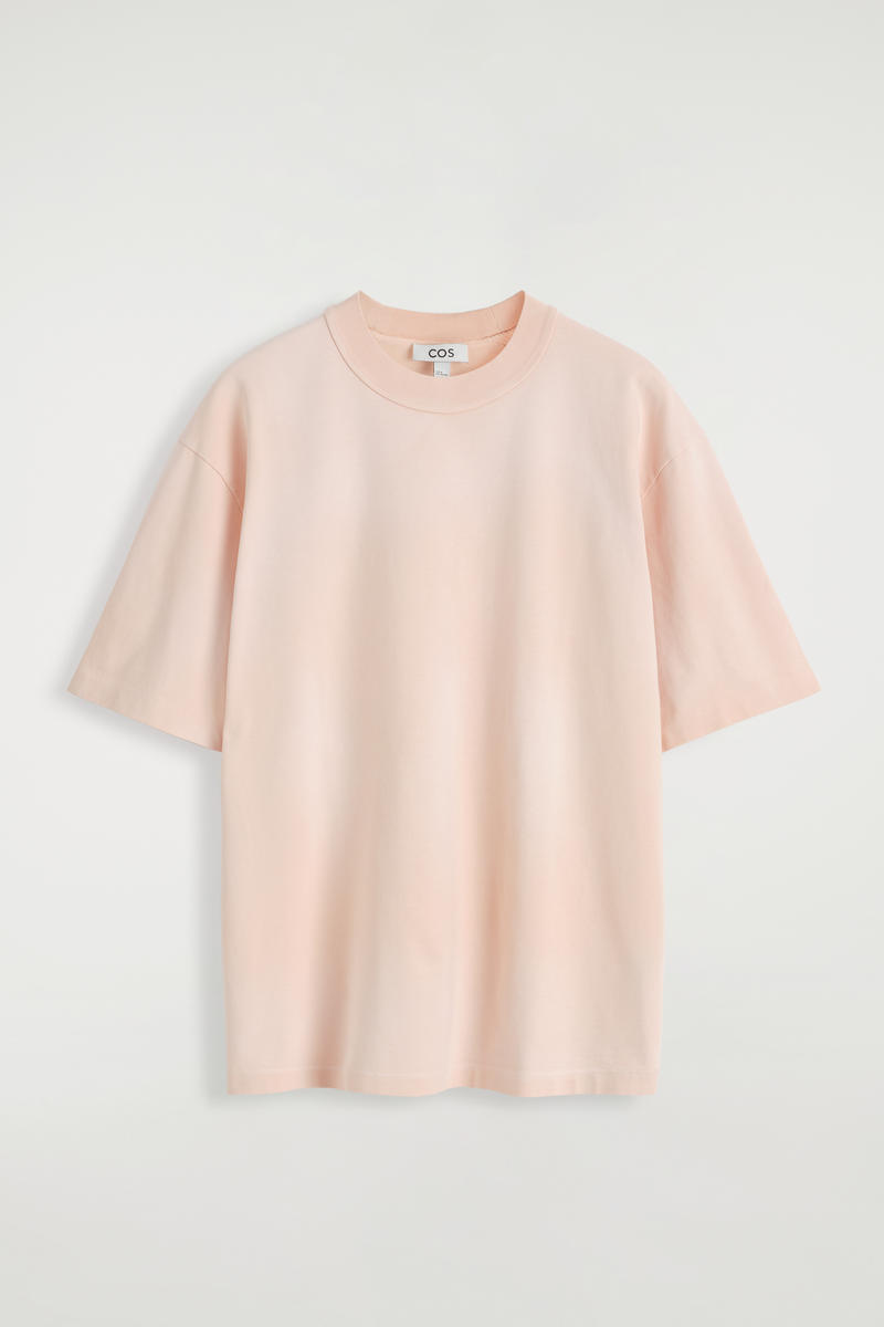 Cos Oversized Washed-jersey Mock-neck T-shirt In Orange