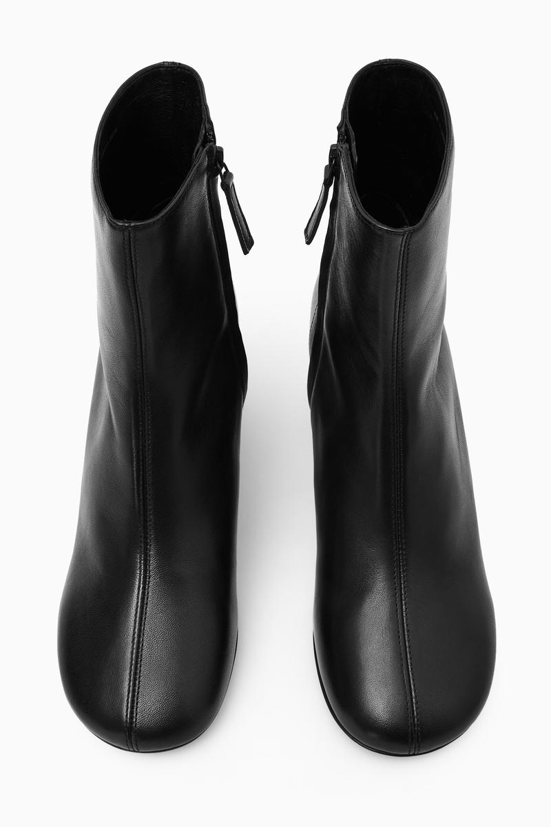 Cylinder-Heel Leather Sock Boots