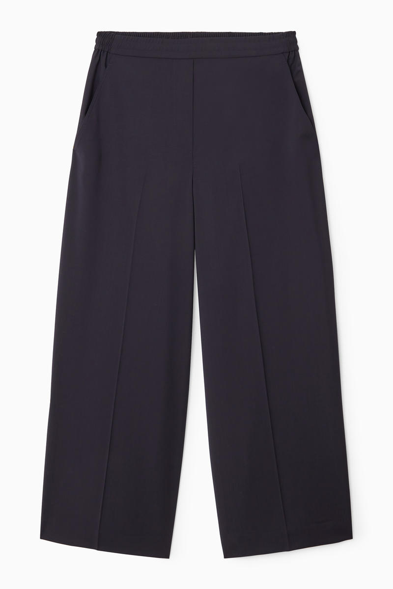 Voluminous Wide-Leg Wool Trousers in Blue