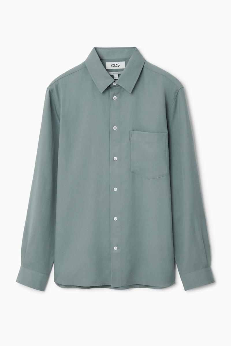 Regular Tailored Twill Shirt in Green