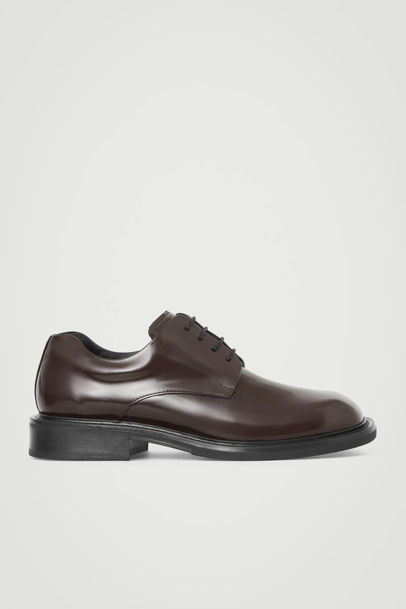 Square-Toe Leather Derby Shoes