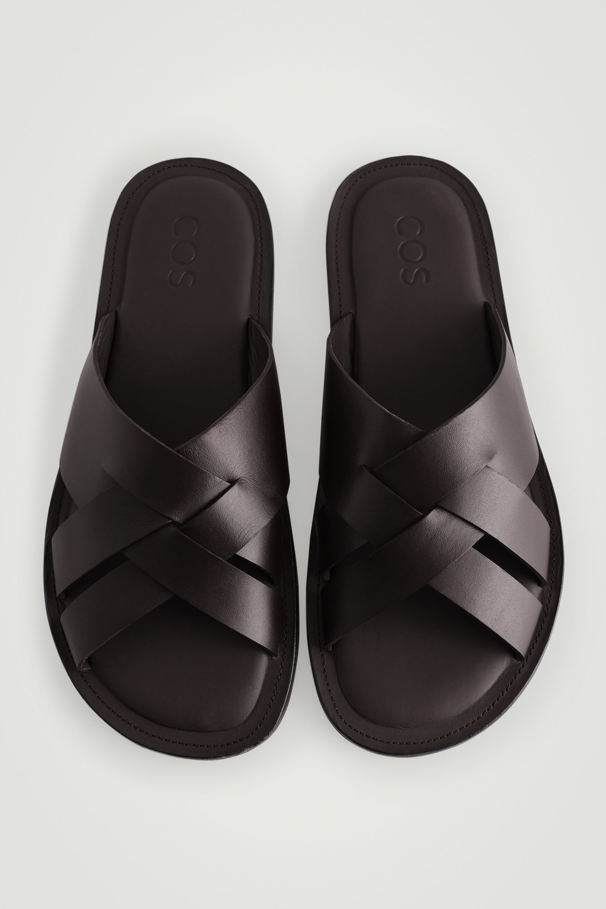WOVEN LEATHER SANDALS - DARK BROWN | COS