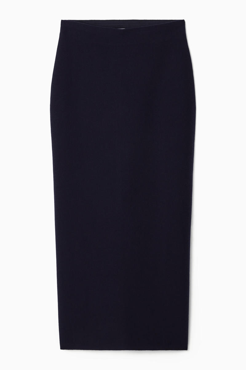 Double-Faced Wool Column Maxi Skirt