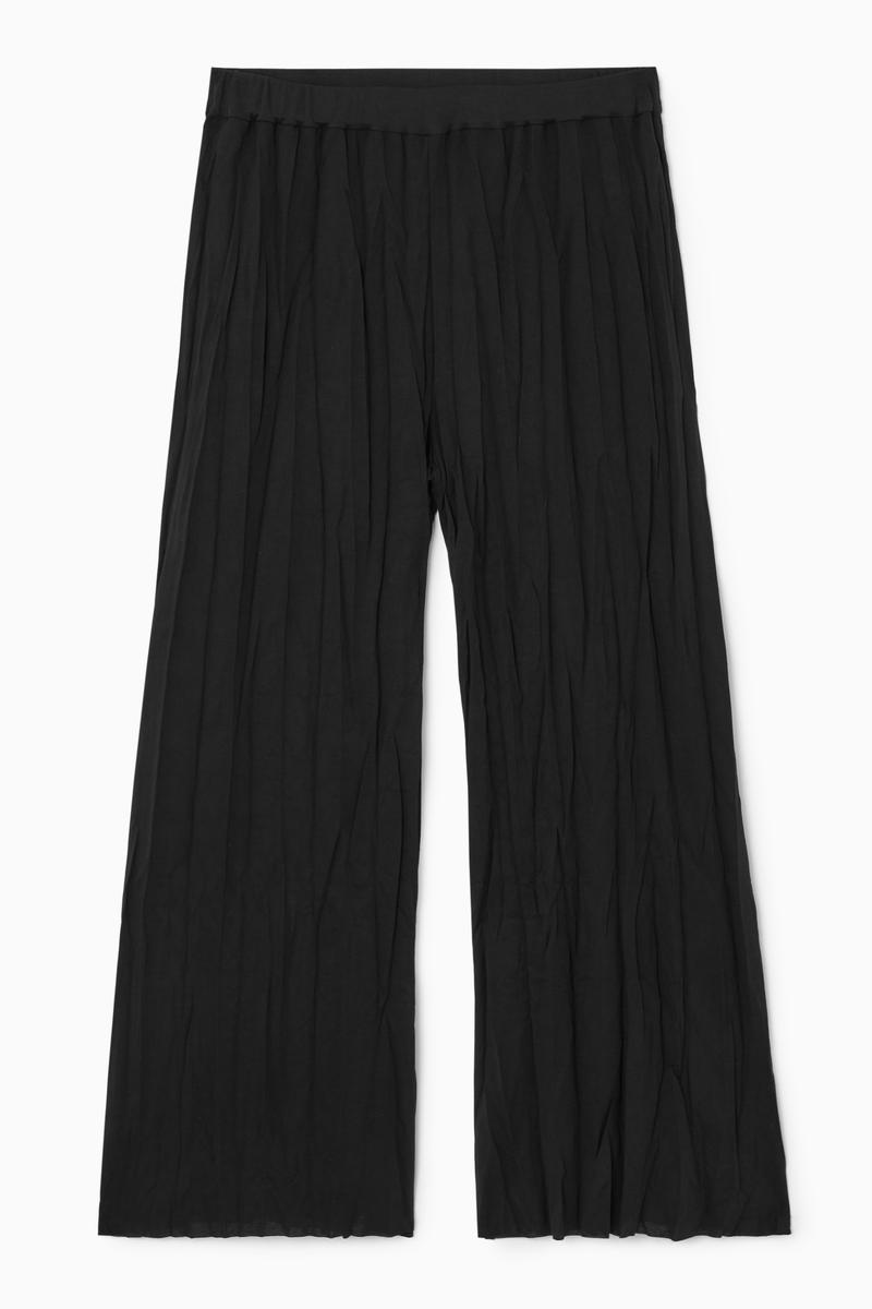 Crinkled Jersey Wide-Leg Trousers