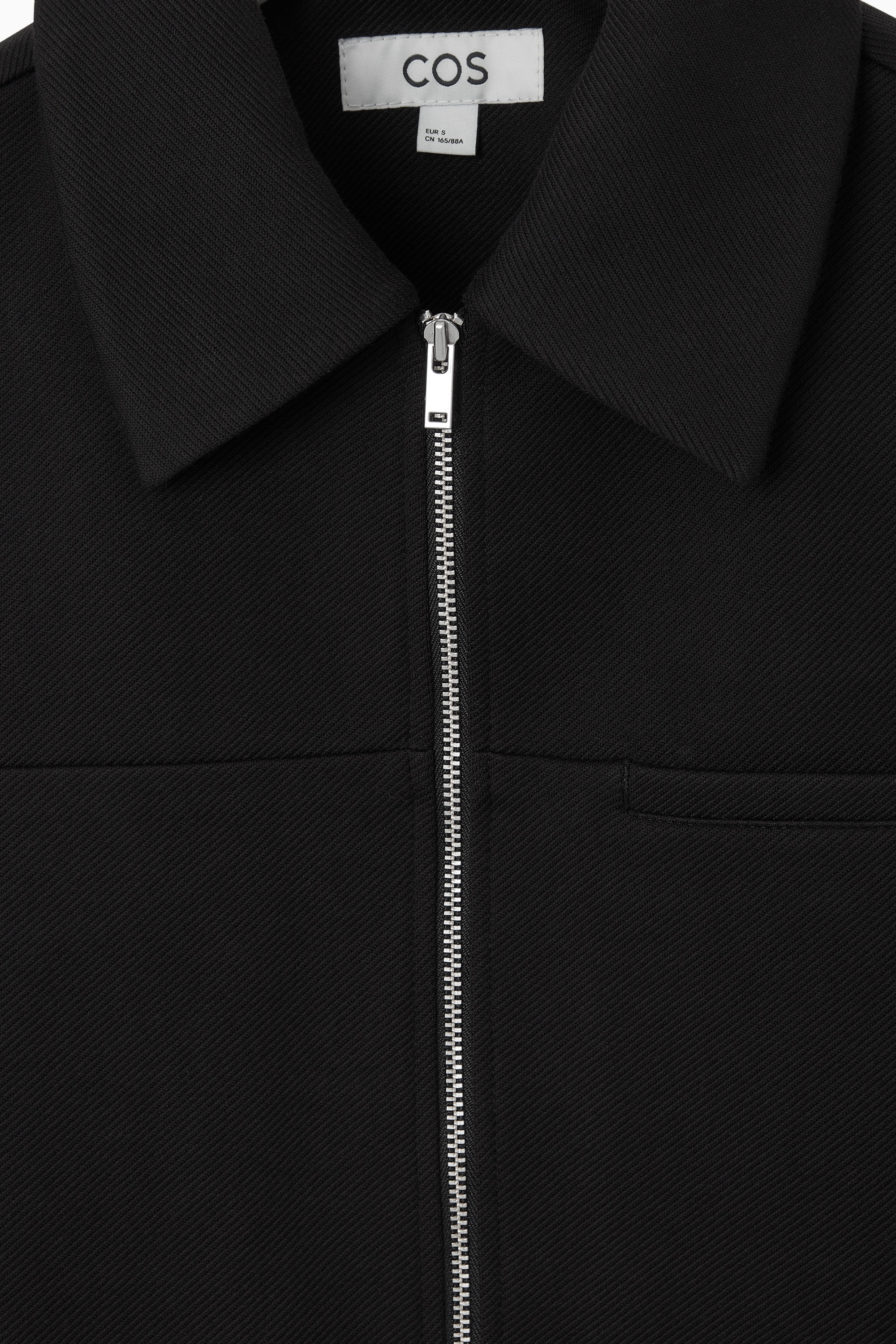 CROPPED TWILL ZIP-UP JACKET - BLACK