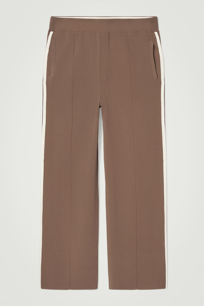 Contrast-Stripe Knitted Straight-Leg Joggers