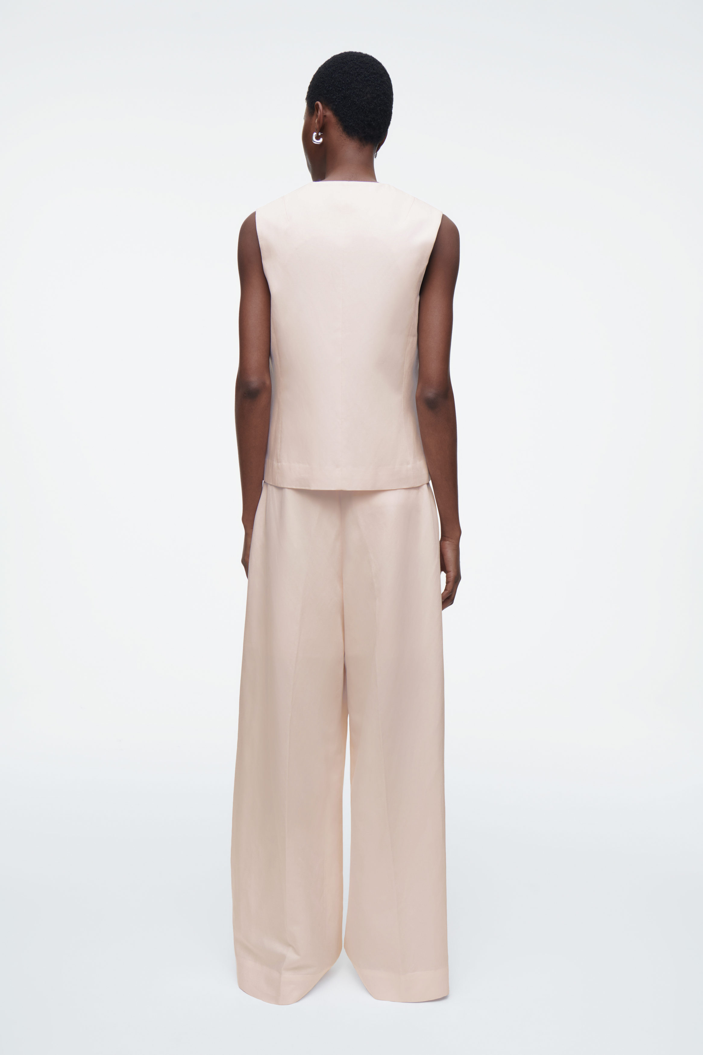 RELAXED LINEN-BLEND WIDE-LEG PANTS - LIGHT PINK | COS