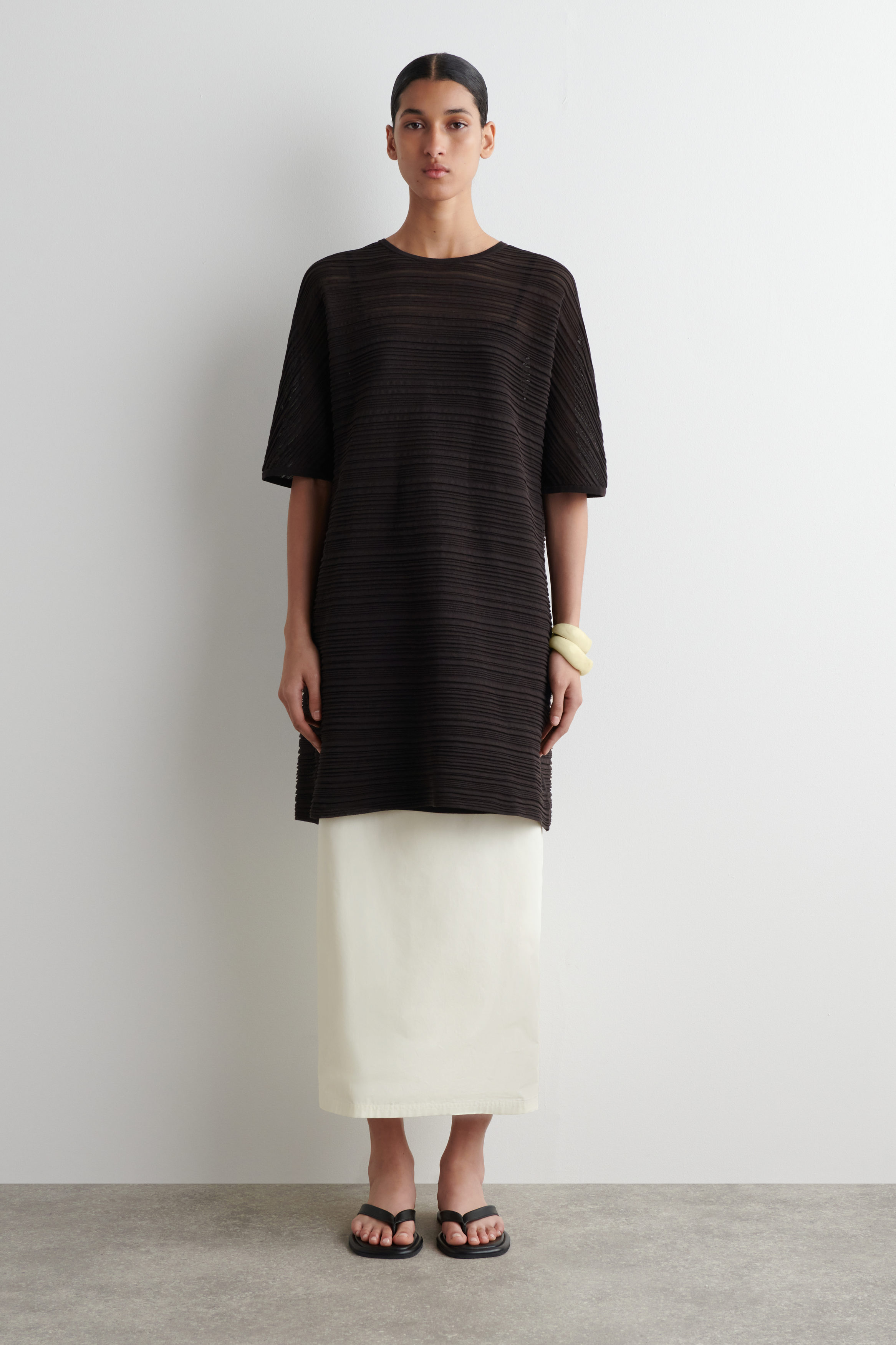 PLEATED KNITTED MINI DRESS