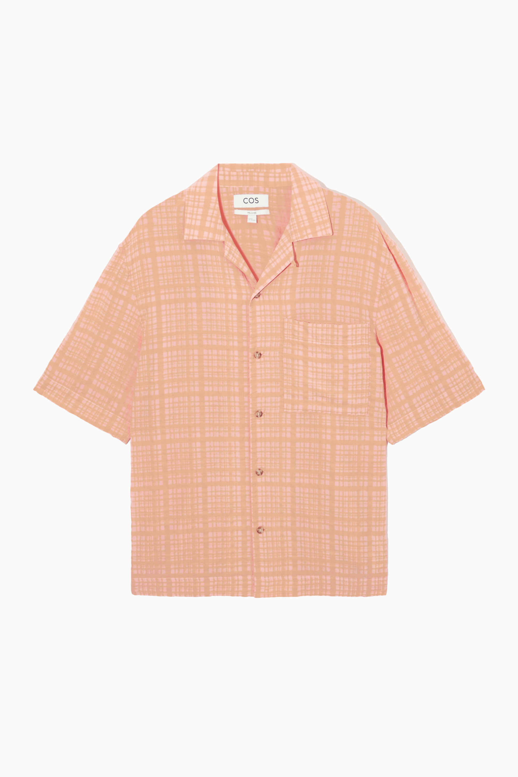 RELAXED CHECKED SEERSUCKER SHIRT - WASHED ORANGE / CHECKED | COS