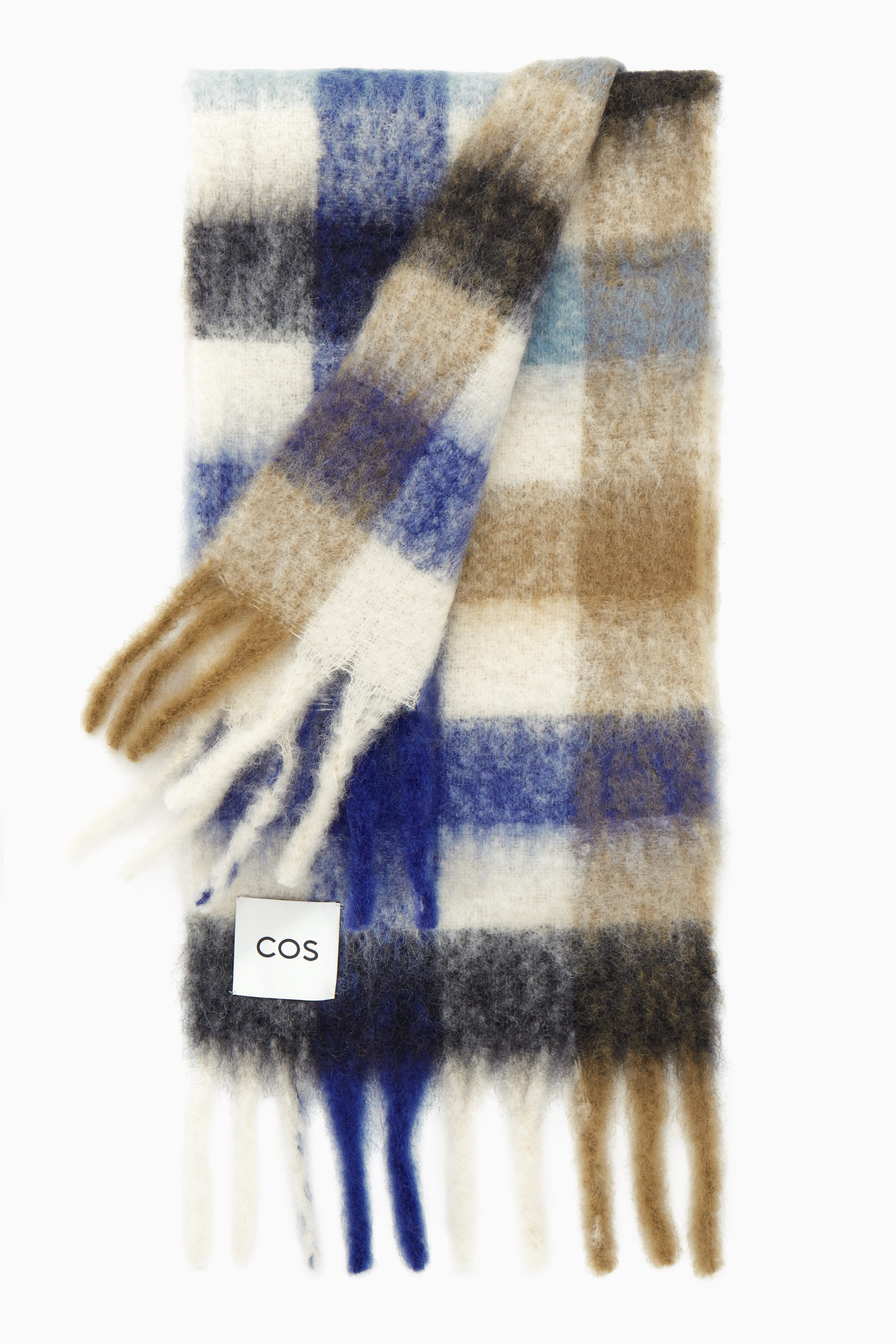 OVERSIZED MOHAIR-BLEND SCARF - ORANGE / CHECK | COS