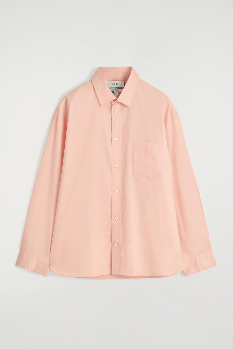 Wide Oversized Cotton Oxford Shirt in Orange