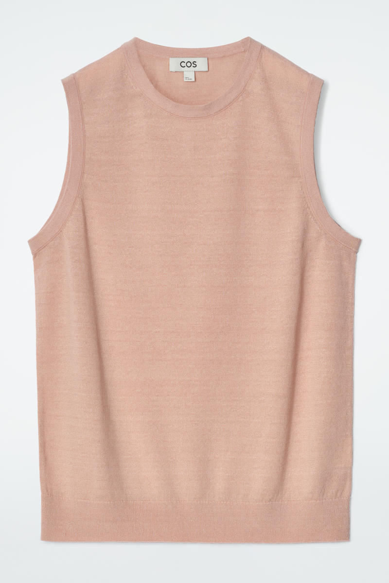 Merino Wool-Linen Blend Tank Top in Orange