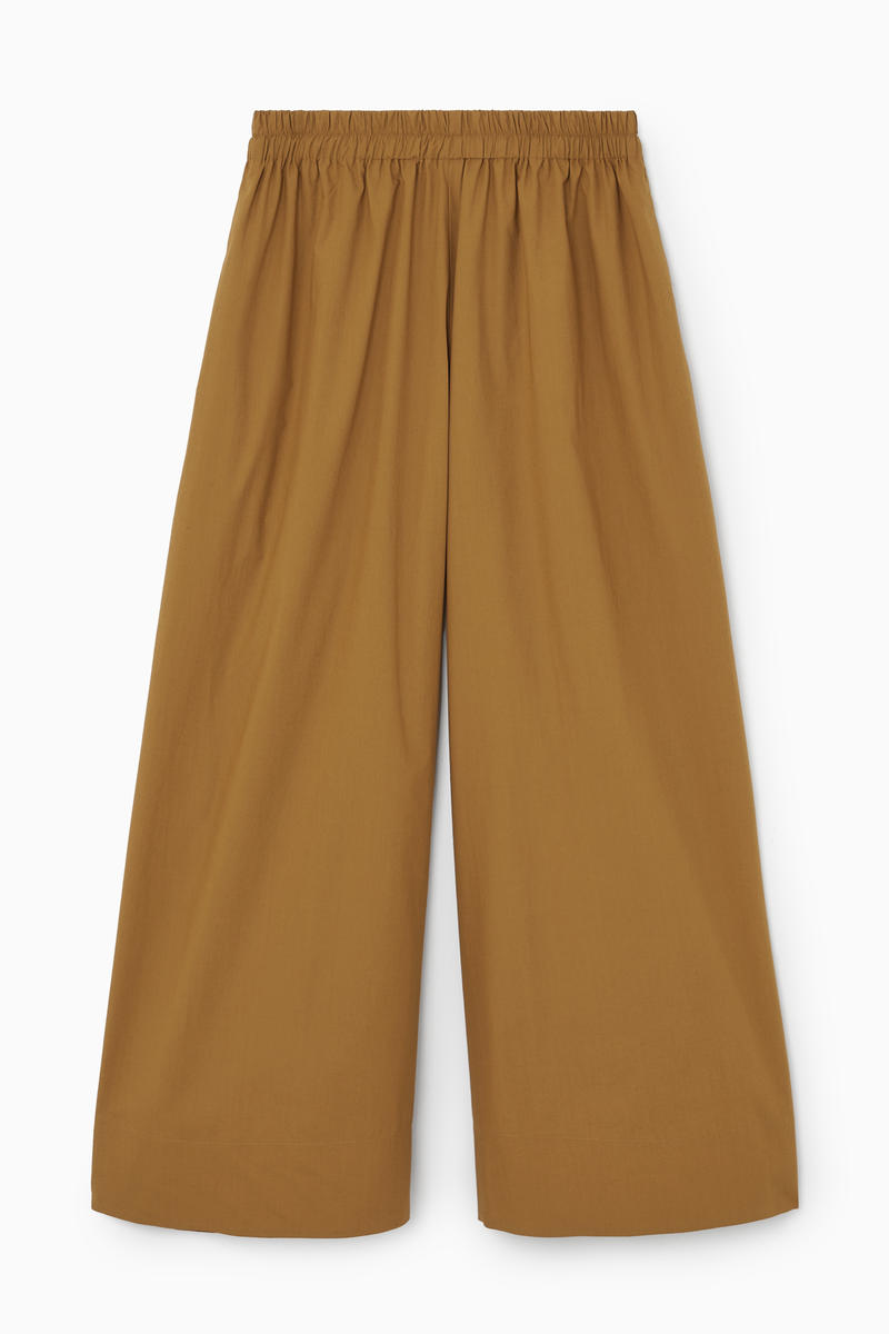 Gathered Wide-Leg Trousers​ in Brown