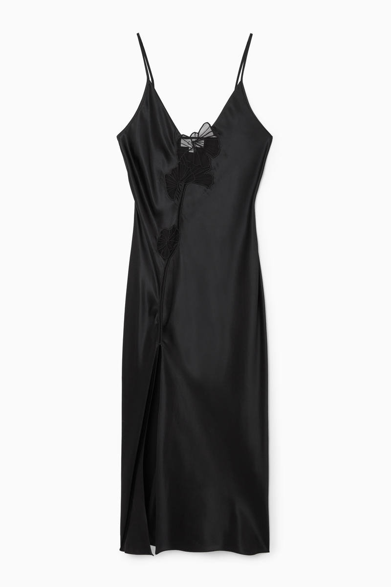 Lace-Panelled Silk Slip Dress