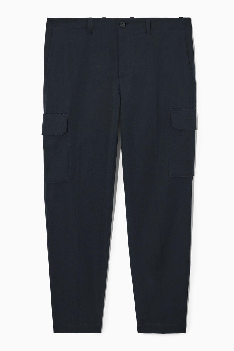 Tapered Cargo Trousers in Blue