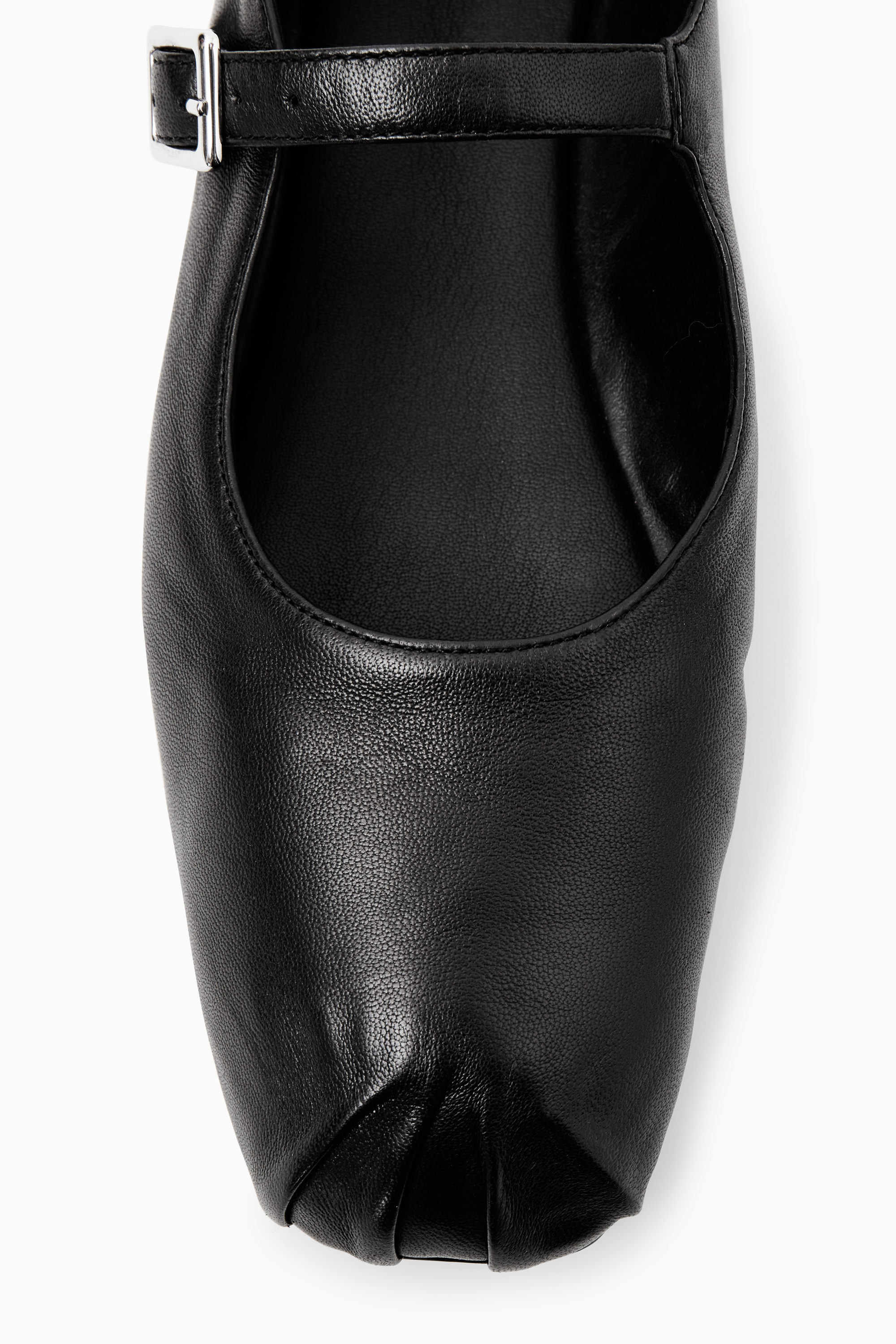 PLEATED LEATHER MARY-JANE BALLET FLATS - BLACK | COS US