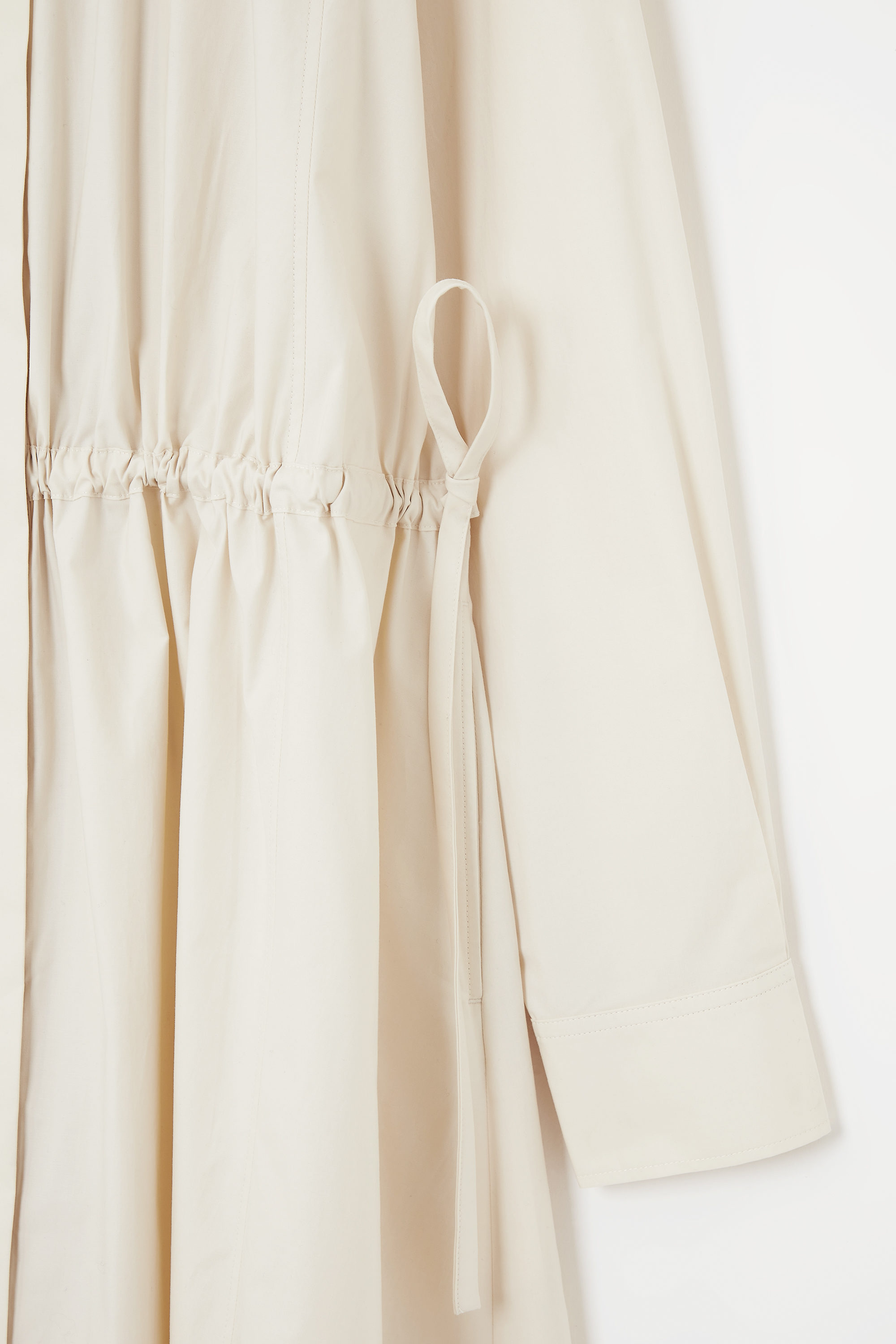 GATHERED PLEATED MIDI SHIRT DRESS - IVORY