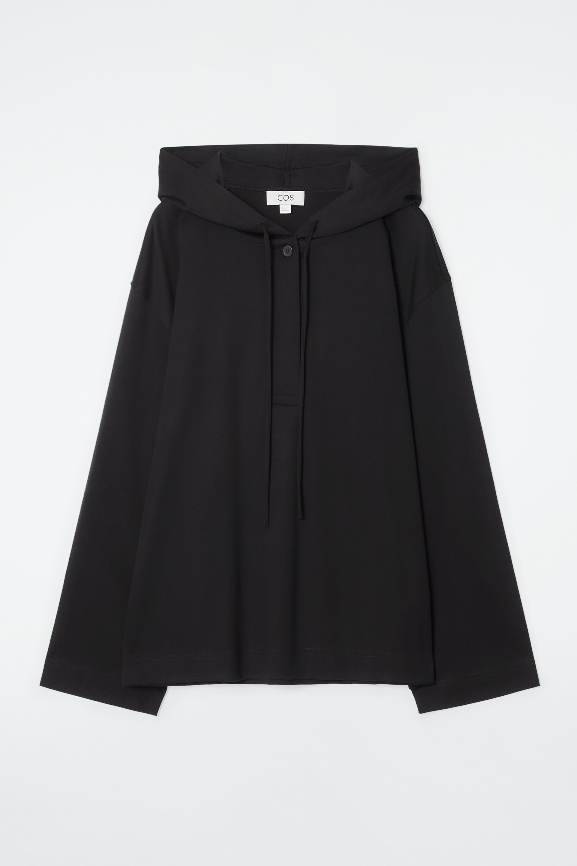 パーカー・フーディ HUECLOSET Line Button Knit Hoodie 25KERO208 BUTTONED LIGHTWEIGHT JERSEY HOODIE - BLACK | COS