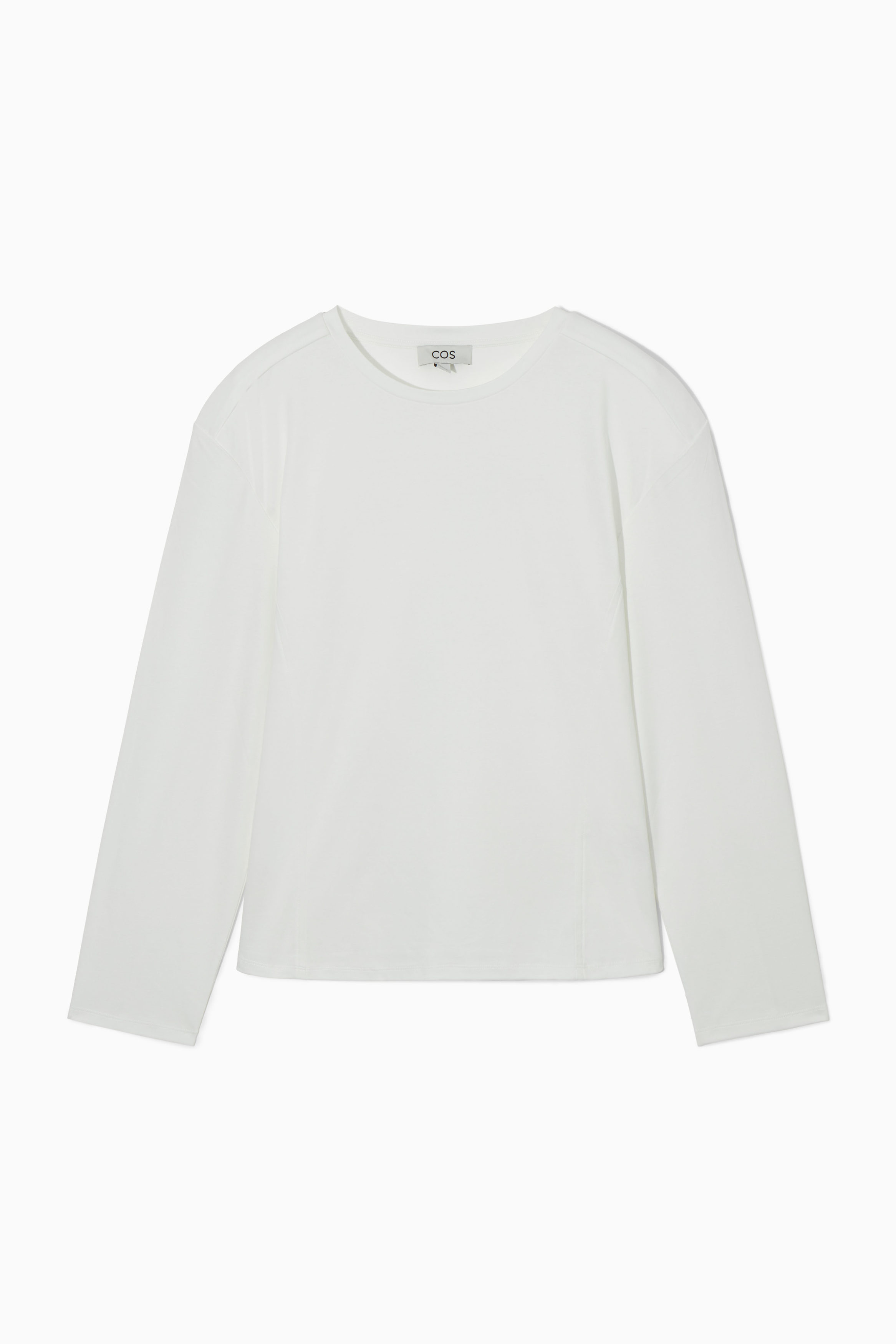 WAISTED LONG-SLEEVED TOP - WHITE