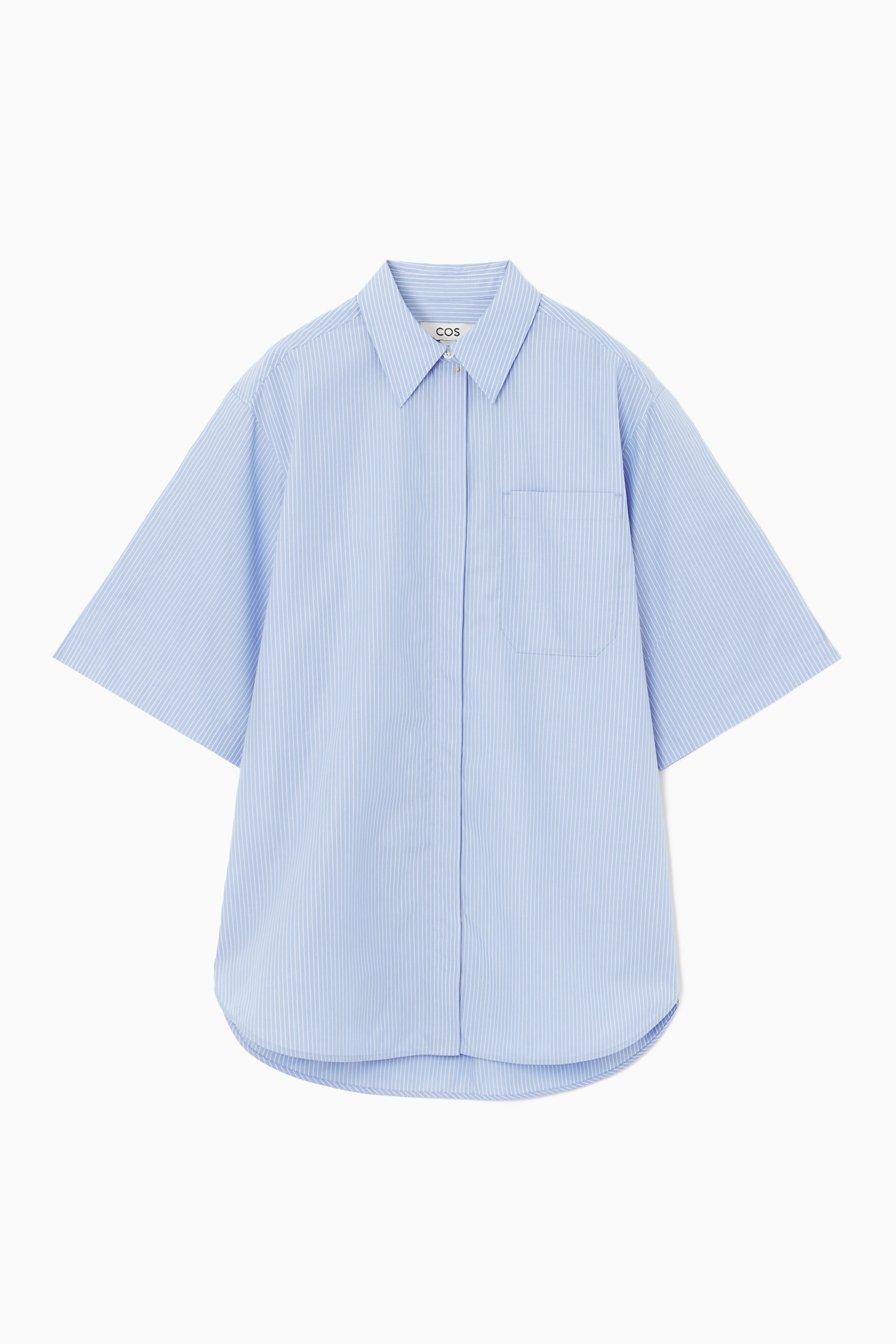 【Classic】cos striped short sleeve shirt RELAXED STRIPED SHORT-SLEEVED SHIRT - BLUE / STRIPED | COS