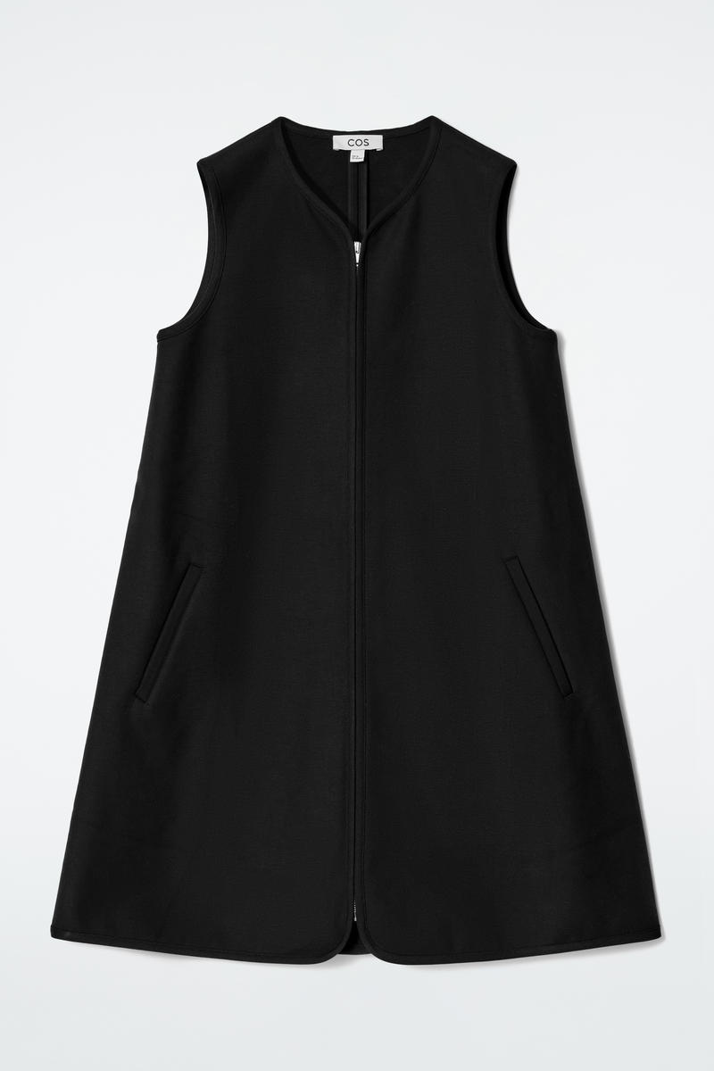 Cos Scuba-jersey Zip-up Mini Dress In Black