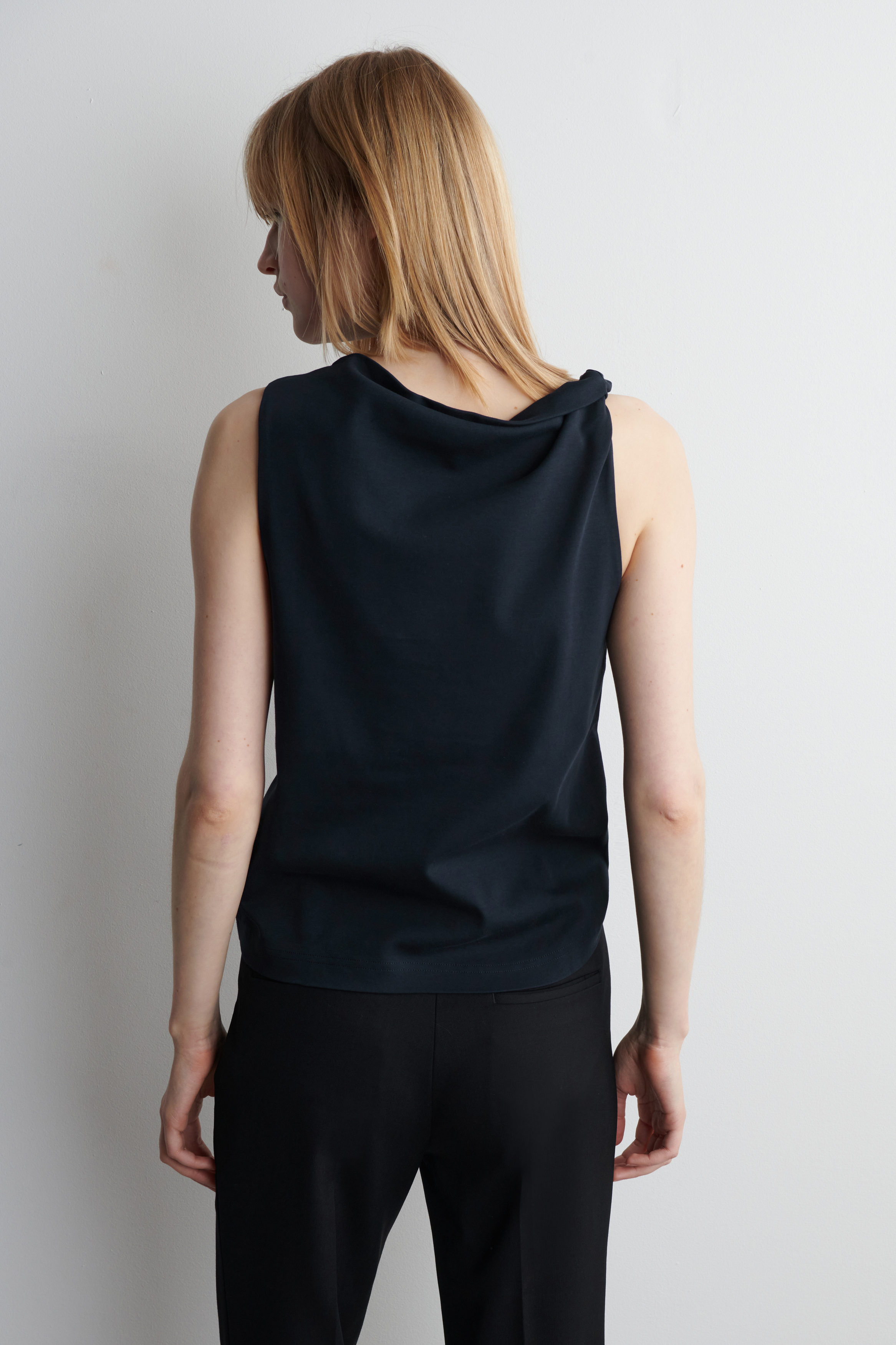 TWIST-DETAIL COTTON TOP - NAVY | COS