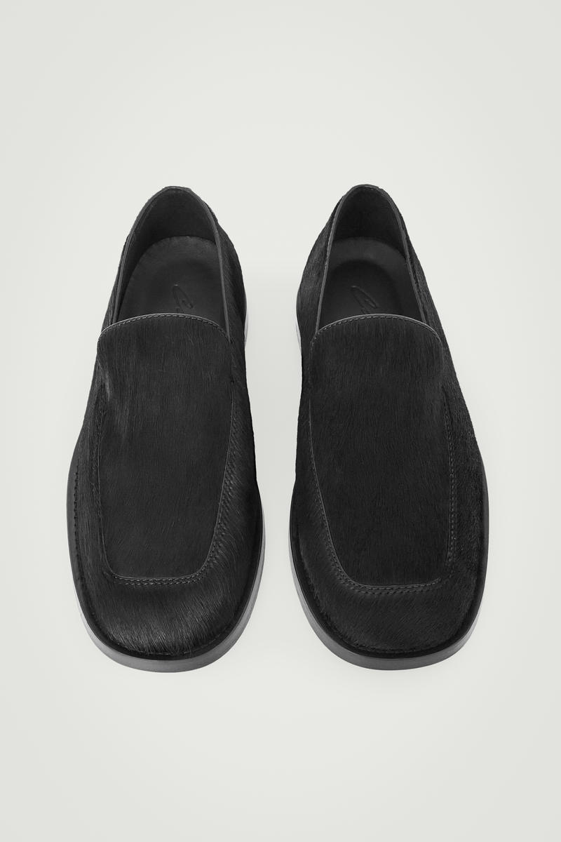 Shop Cos The Pony Hair Loafers In Black