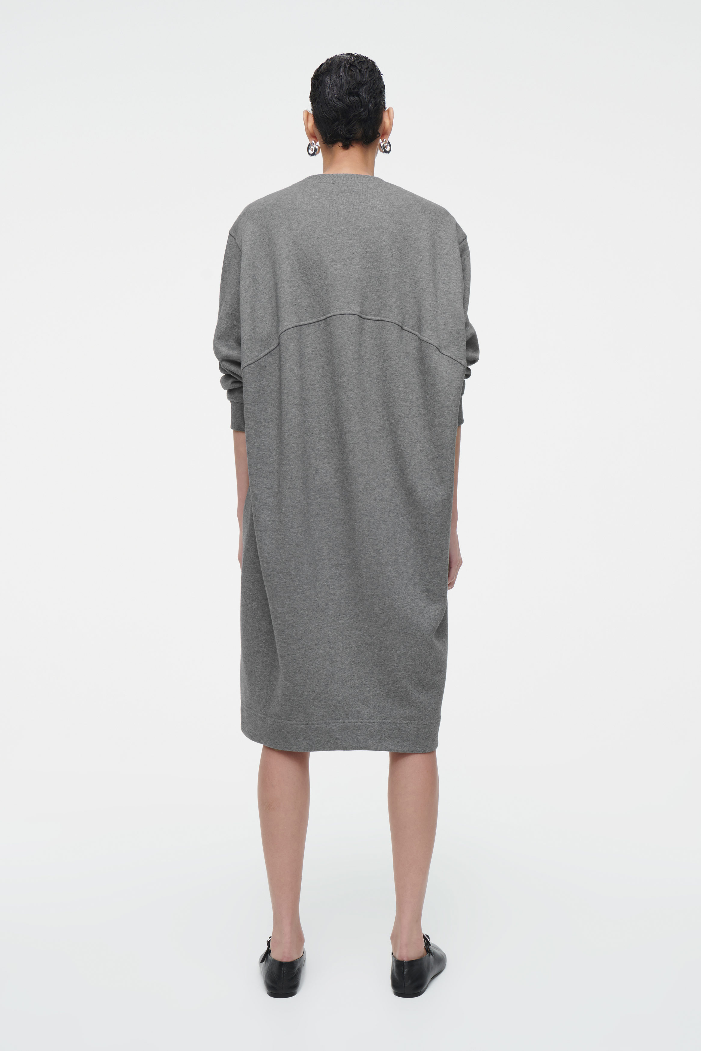 Herlipto Pantheon Checked Knit Dress グレー OVERSIZED SWEATSHIRT MIDI DRESS - GRAY MÉLANGE | COS