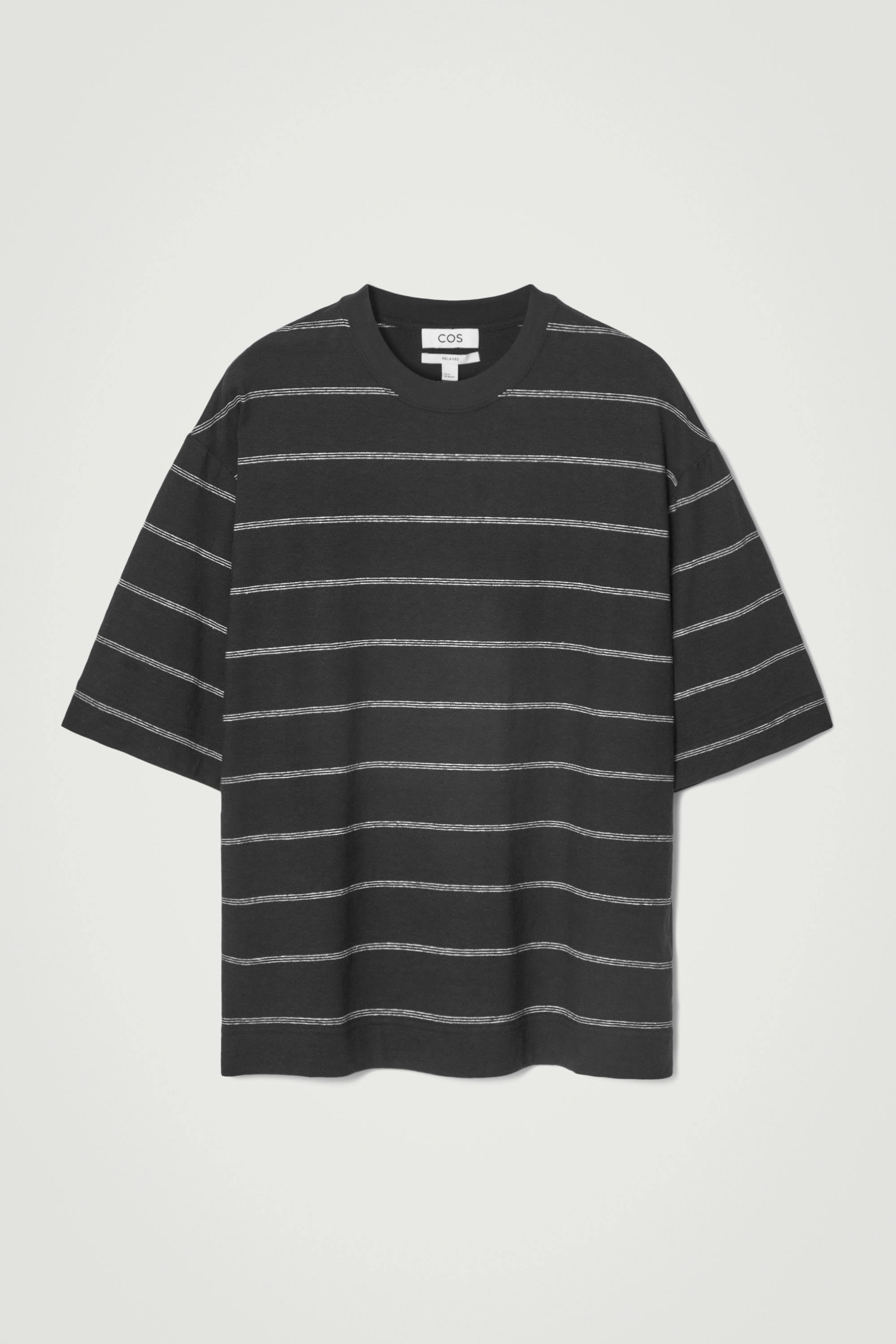 RELAXED STRIPED HEMP-JERSEY T-SHIRT - LIGHT TURQUOISE
