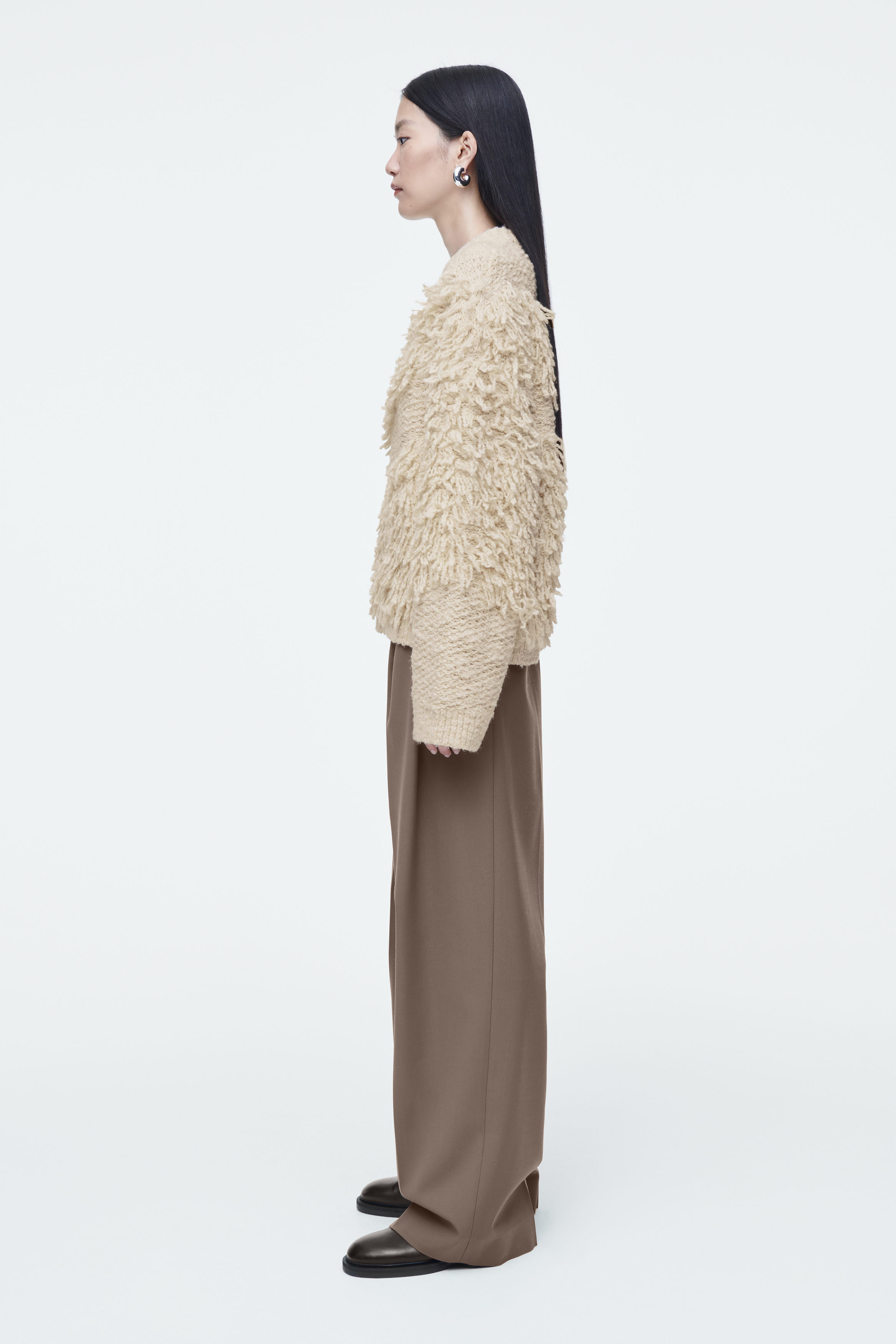 TEXTURED LOOP-KNIT WOOL JUMPER - ECRU