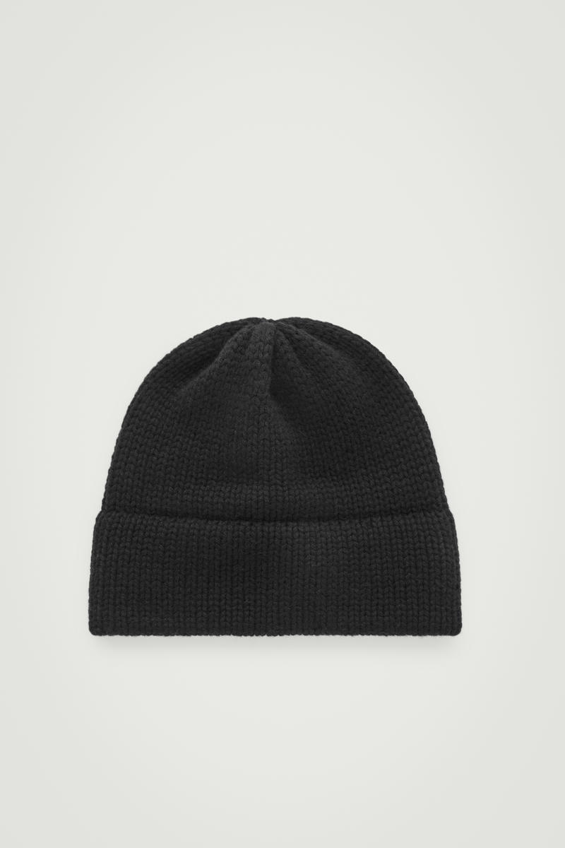 Ribbed Cashmere-Blend Stitched-Brim Beanie