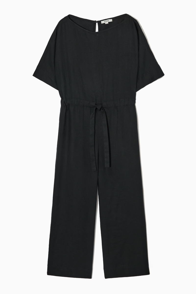 Drawstring-Waist Linen Jumpsuit