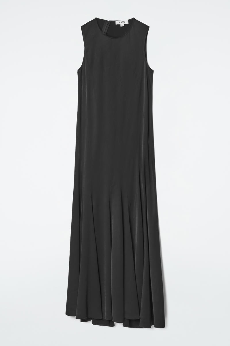 Asymmetric Twist-Panel Midi Dress