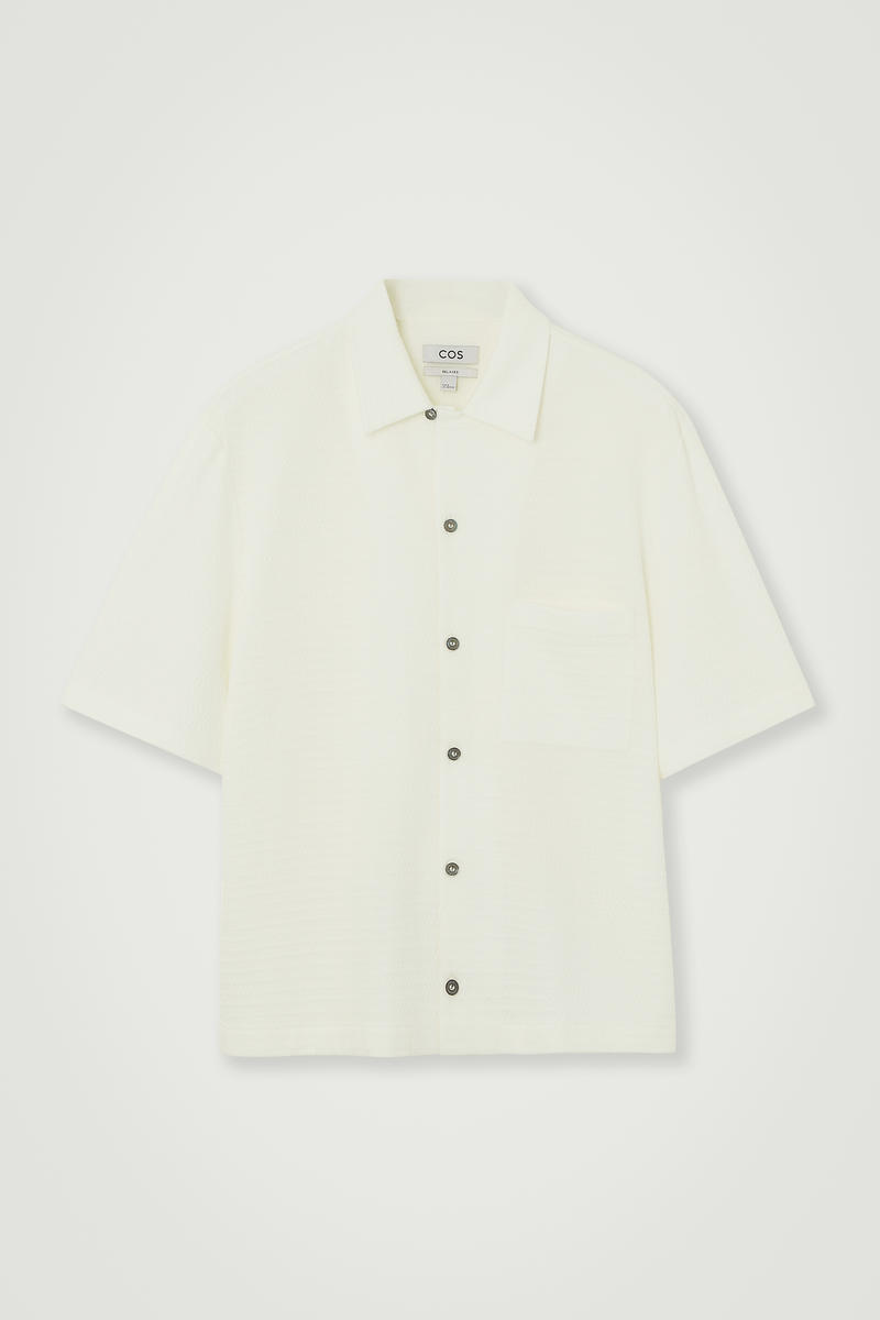 Seersucker Cotton Short-Sleeved Shirt