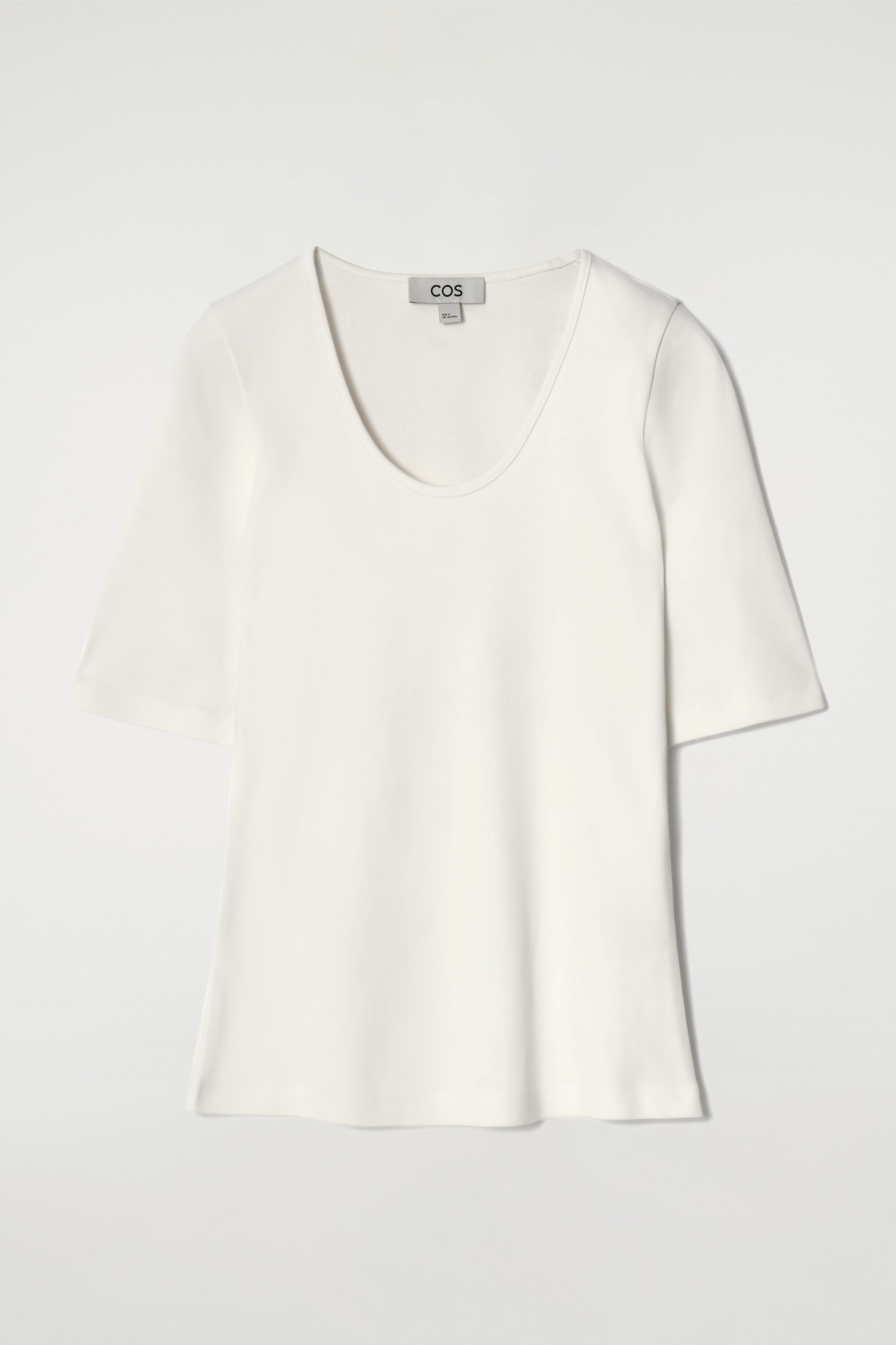 SLIM SCOOP-NECK COTTON T-SHIRT - ECRU | COS