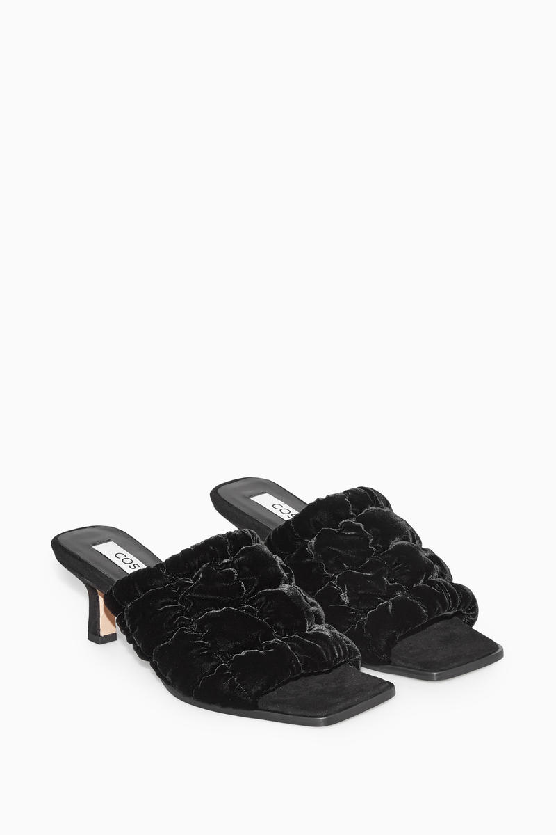 Quilted Velvet Mules